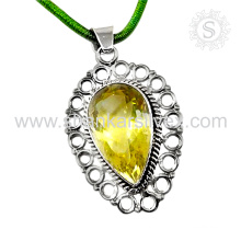 Exaggeration Design Lemon Quartz Pendant Handmade 925 Silver Jewelry Wholesaler Silver Jewelry India